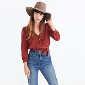 Madewell Rust Silk Wrap Top